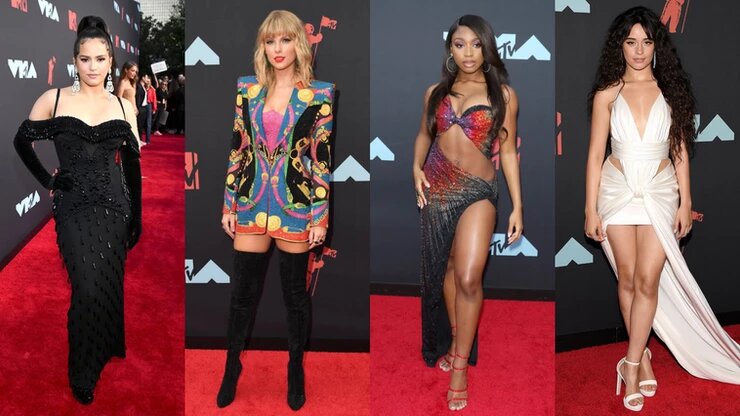 Rosalía, Taylor Swift, Normani y Camila Cabello en la Red Carpet de los VMAs 2019